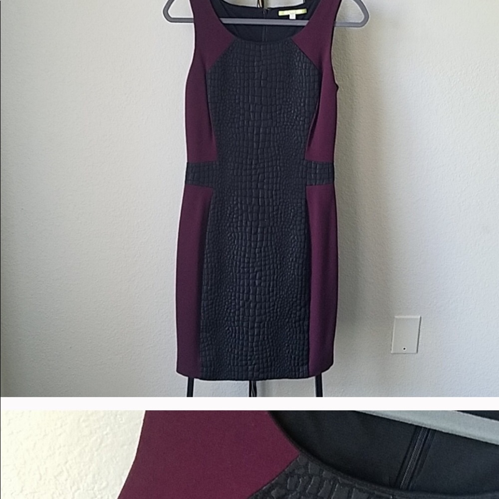 Gianni Bini snakeskin and plum sheath dress size 4